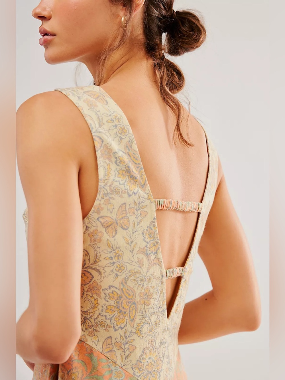 Free People Malena Maxi Dress Paisley Boho Sleeveless Linen Backless Dress - Picture 4 of 7